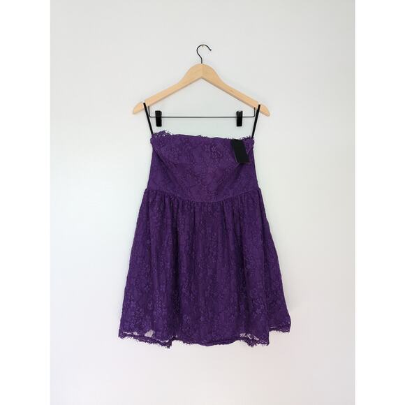 NWT NBD Revolve Daimilee Lace Strapless Mini Dress in Ultra Violet - Picture 2 of 10